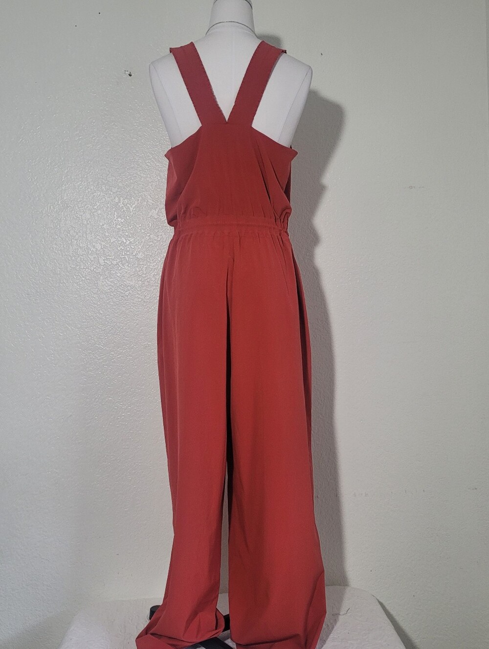 Athleta Savannah Jumpsuit V-Neck Wide Leg Featherweight Stretch Currant Size 12 - Picture 7 of 13
